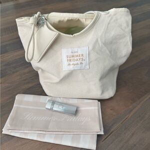 Summer fridays beige and white tote